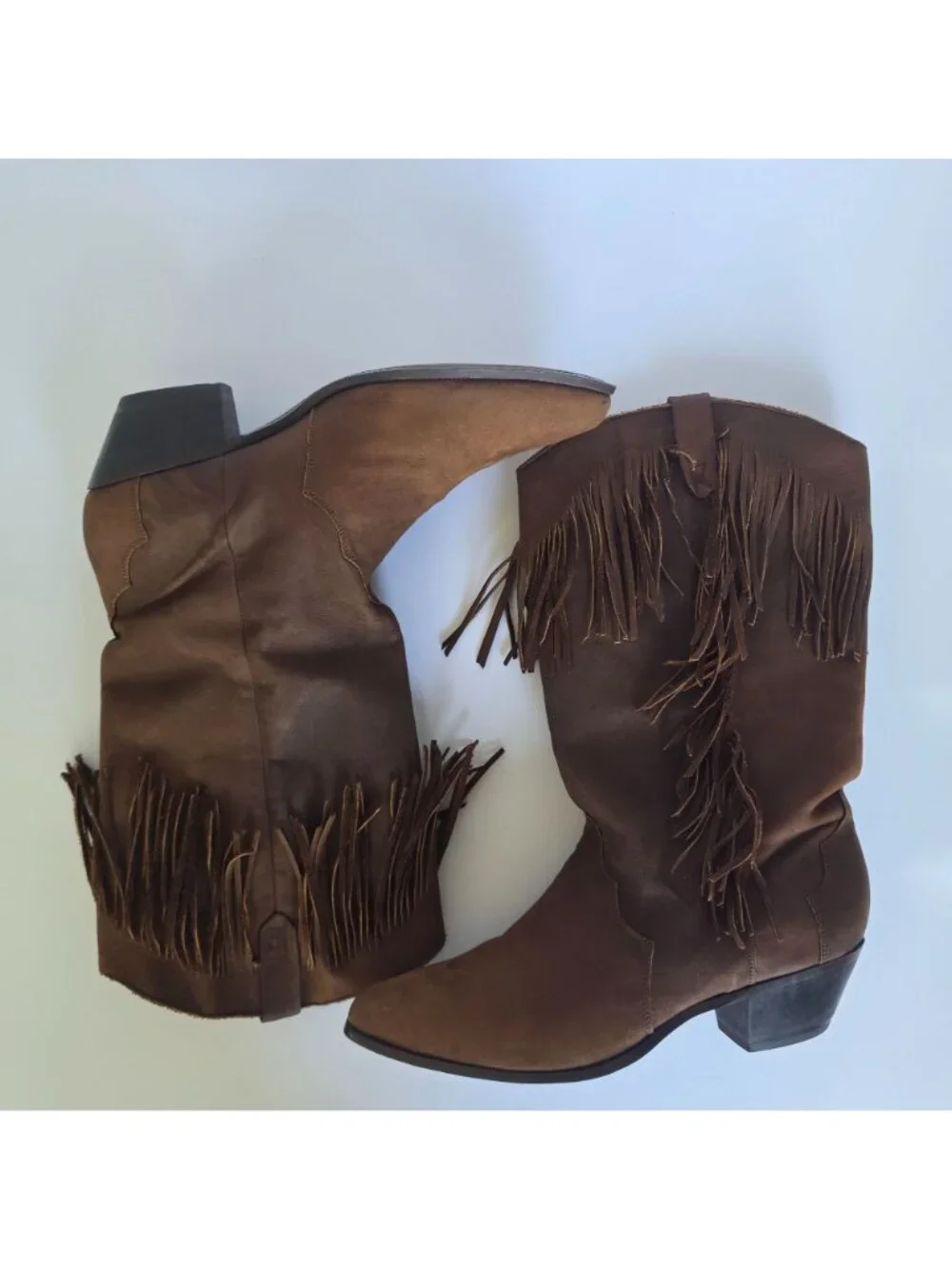 Dingo Brown Festival Leather Fringe Western Cowboy Boot Made in Mexico Womens 10